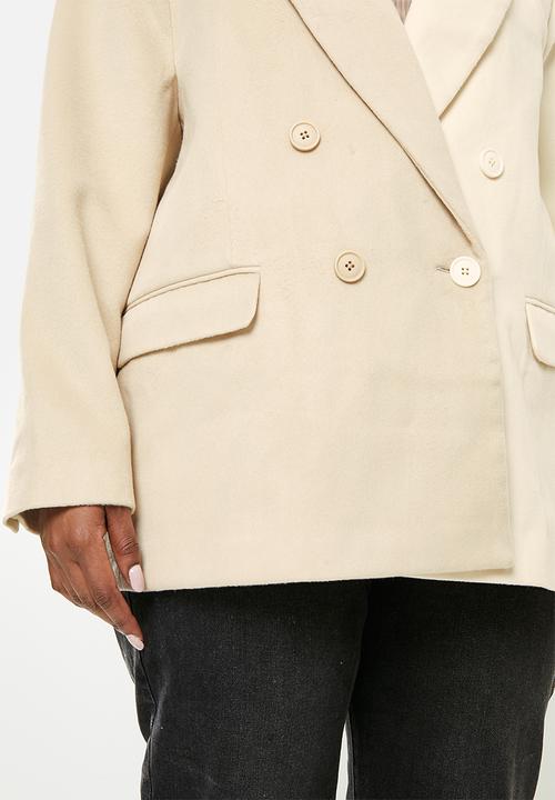 Missguided - Plus spliced boyfriend fit blazer - stone