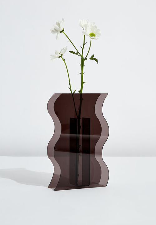 Typo - Acrylic vase - smokey grey wave