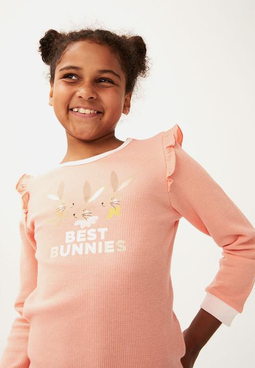 Cotton On - Edith long sleeve flutter pyjama set - musk melon