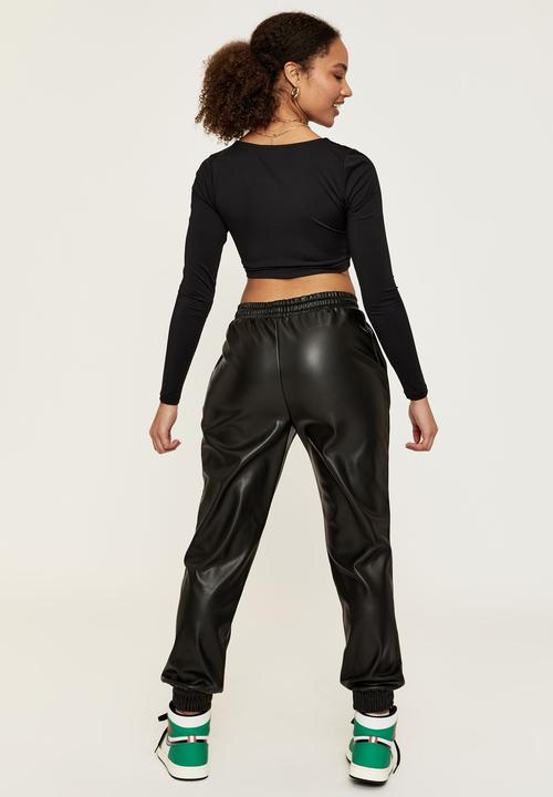 Supré  - Vegan leather jogger pant - black