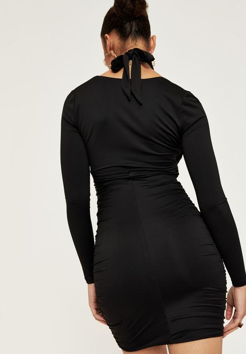 Supré  - Melody long sleeve ruched dress - black