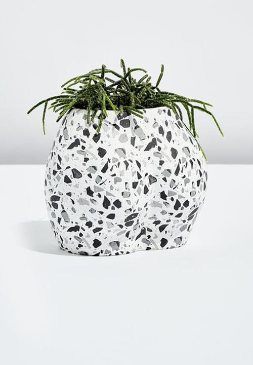 Typo - Good form shaped planter - booty mid terrazzo white!