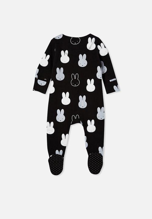 Cotton On - The long sleeve zip romper lcn - lcn mif black/mono miffy