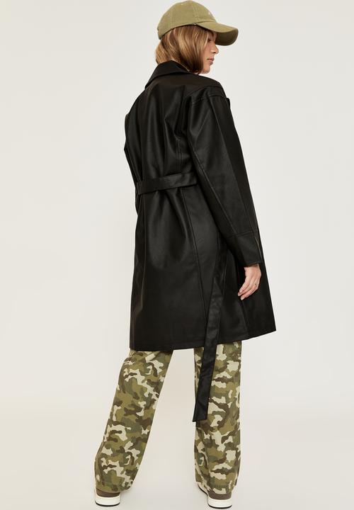 Supré  - Vegan leather trench jacket - black