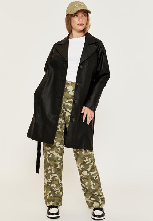 Supré  - Vegan leather trench jacket - black