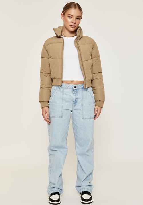 Supré  - Cody cropped puffer jacket - pale khaki