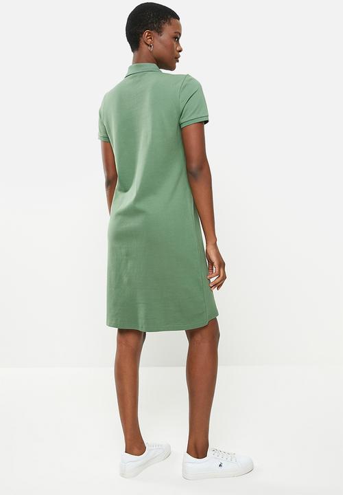 POLO - Wmn short sleeve big pony golfer dress - green