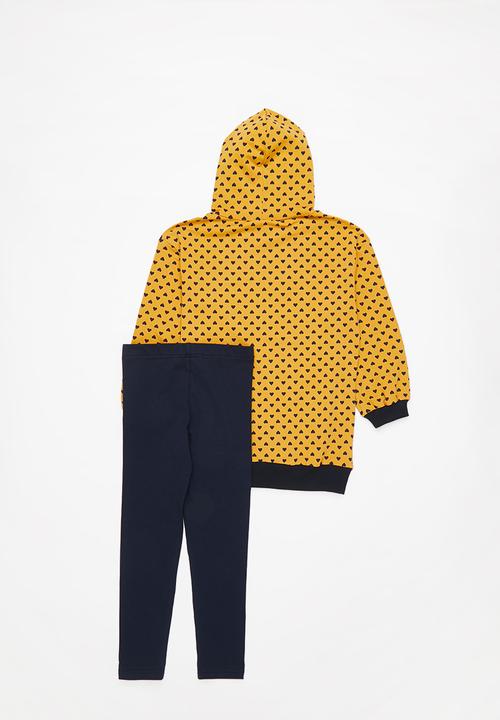 Pop Candy - Longer length hoodie & legging set - mustard & navy
