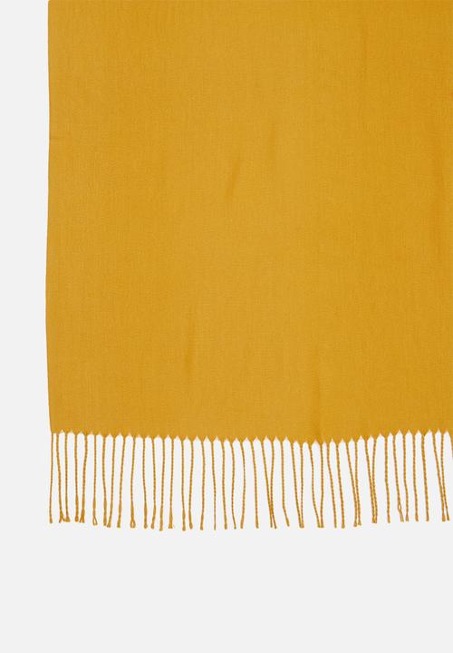 edit - Fringed long length scarf - mustard