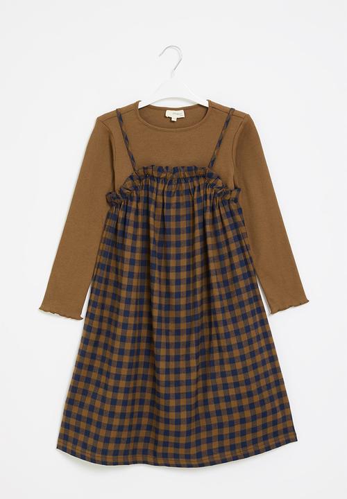 Superbalist Kids - Check dress and T-shirt set - brown