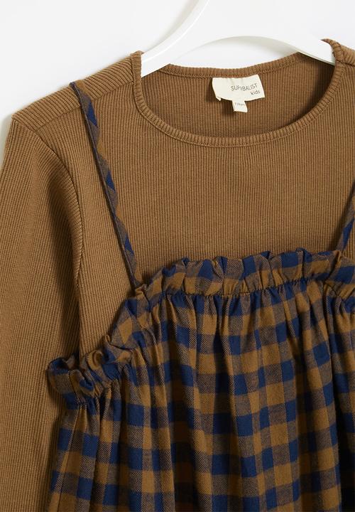 Superbalist Kids - Check dress and T-shirt set - brown
