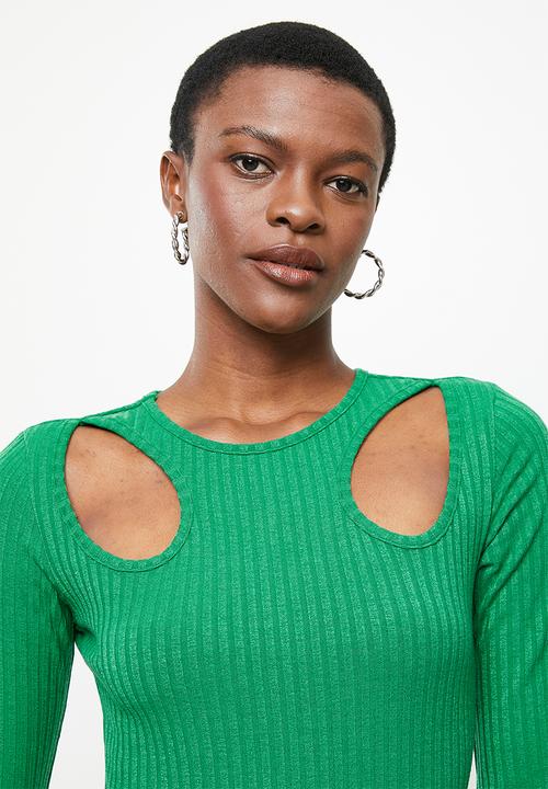 Me&B - Ribbed midi dress - emerald green