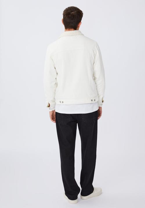 Cotton On - Borg denim jacket - ecru cord