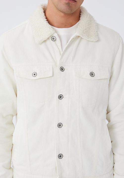 Cotton On - Borg denim jacket - ecru cord