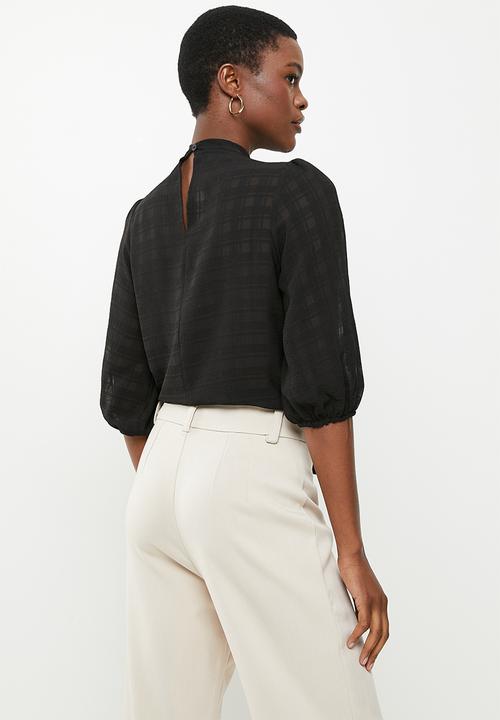 Me&B - Neck tie blouse - black