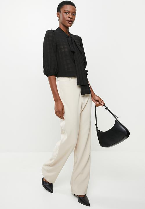 Me&B - Neck tie blouse - black