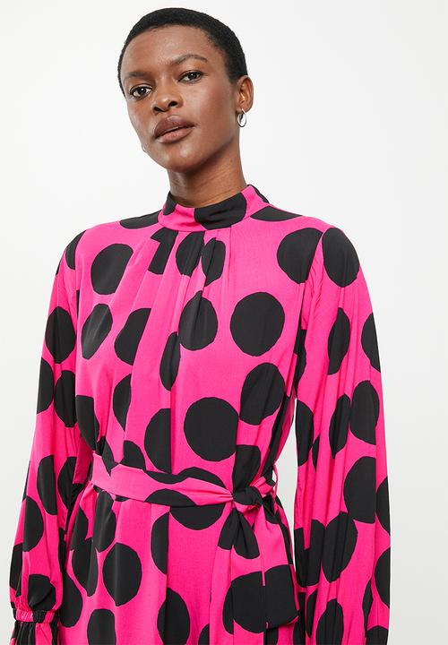 Me&B - Printed viscose challis dress - pink & black