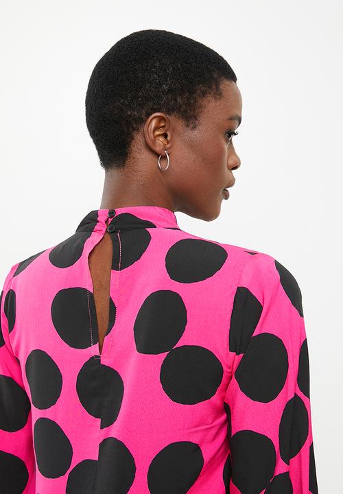 Me&B - Printed viscose challis dress - pink & black