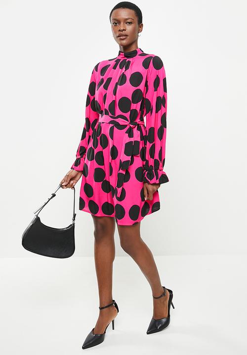 Me&B - Printed viscose challis dress - pink & black