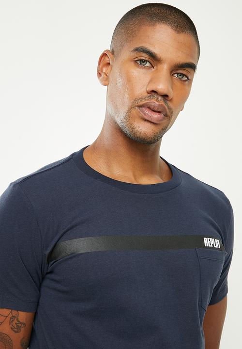 Replay - Above pocket print tee - navy