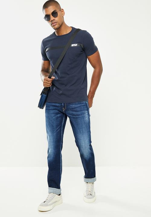Replay - Above pocket print tee - navy