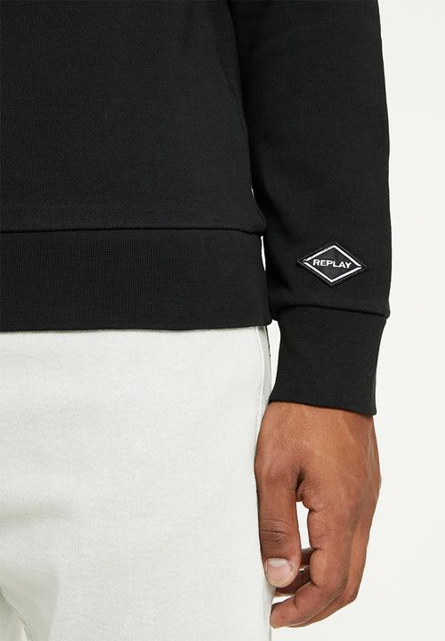 Replay - Replay side printed logo sweat crew - black