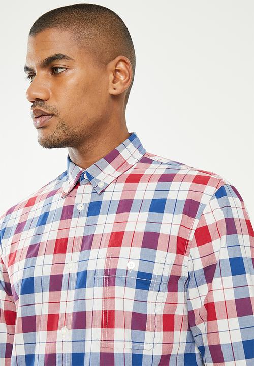 GUESS - Check long sleeve shirt - blue/white/red check