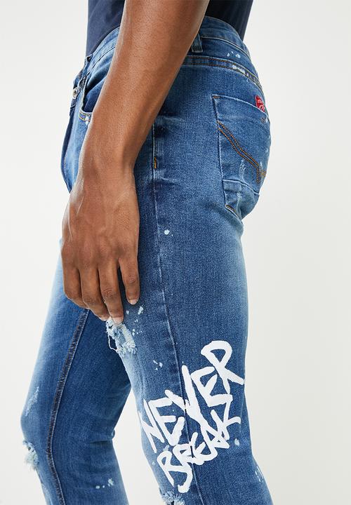 Cutty - Mitch Skinny fit Rip and Repair NB Jeans - blue