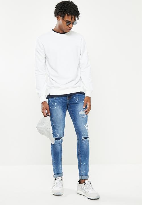 Cutty - Mitch Skinny fit Rip and Repair NB Jeans - blue