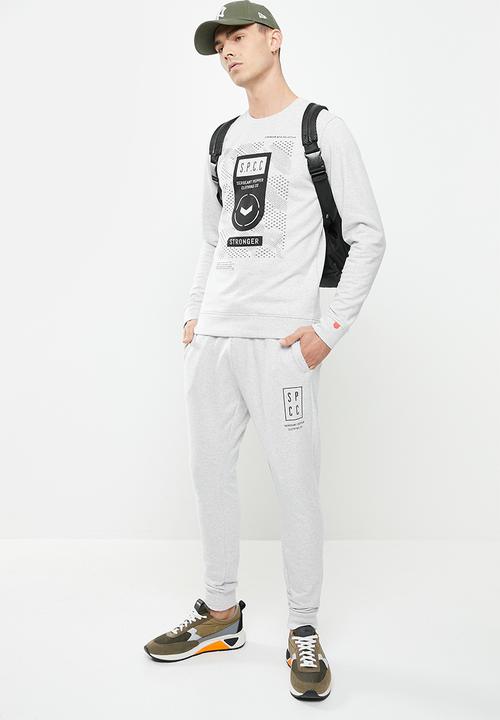 S.P.C.C - Ingram regular fit elasticated track pants - ice melange