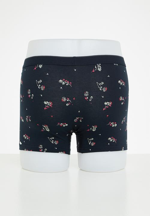 Trendyol - Flowers printed 3 pack boxers - navy & pink