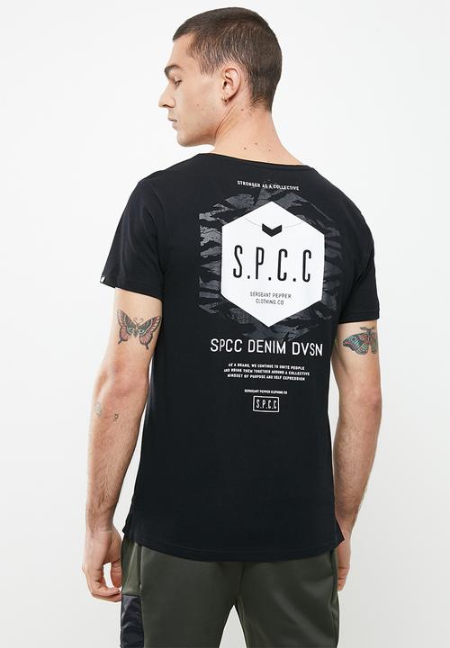 S.P.C.C - Coyle regular fit side slit straight hem tee - black