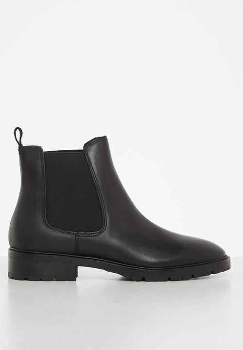 steve madden leopold black leather boot