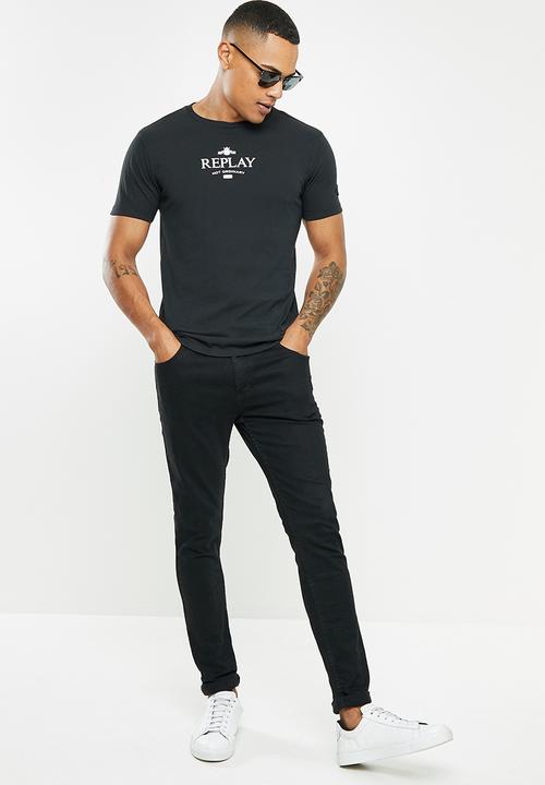 Replay - Replay chest print tee - black