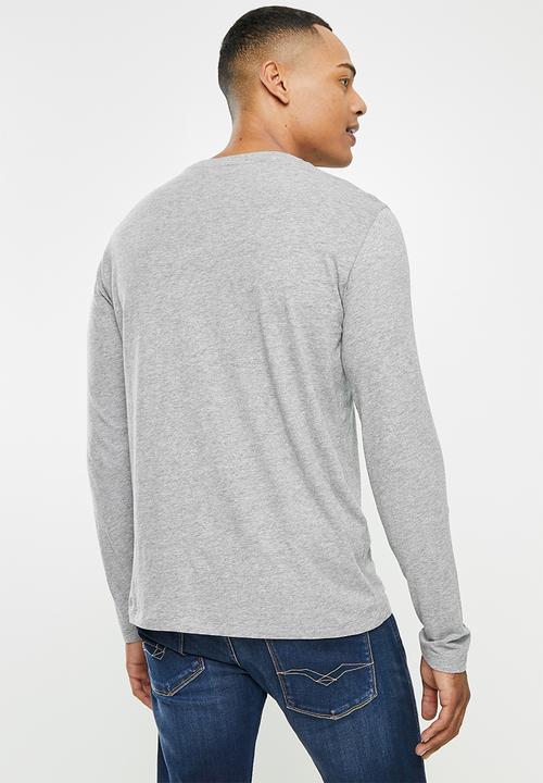 Replay - Replay long sleeve logo printed tee - grey