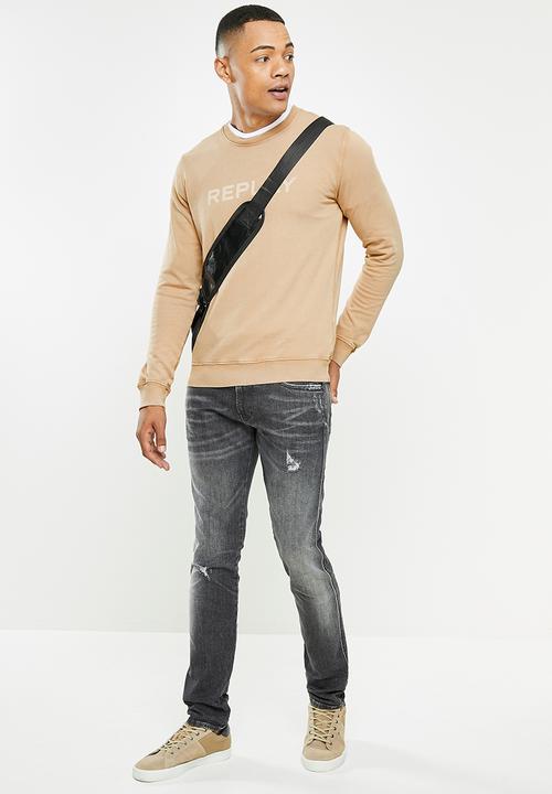 Replay - Essential logo crew sweat - brown