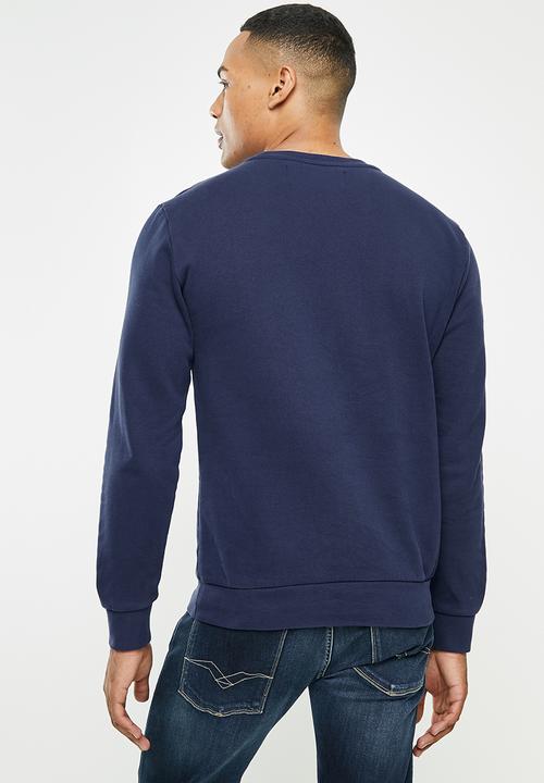 Replay - Replay side printed logo sweat crew - blue