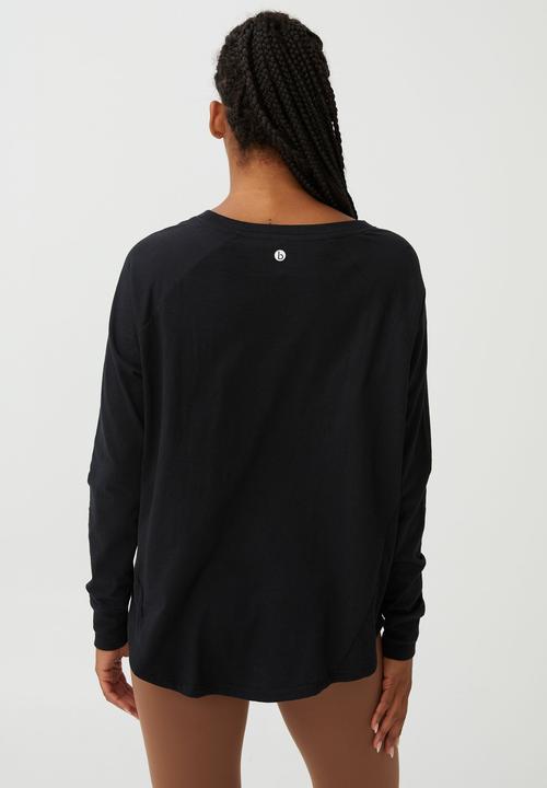 Cotton On - Active rib long sleeve top - black