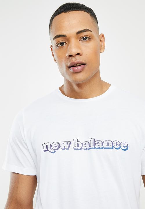 New Balance  - Tenacity heather tech short sleeve print - white & blue 