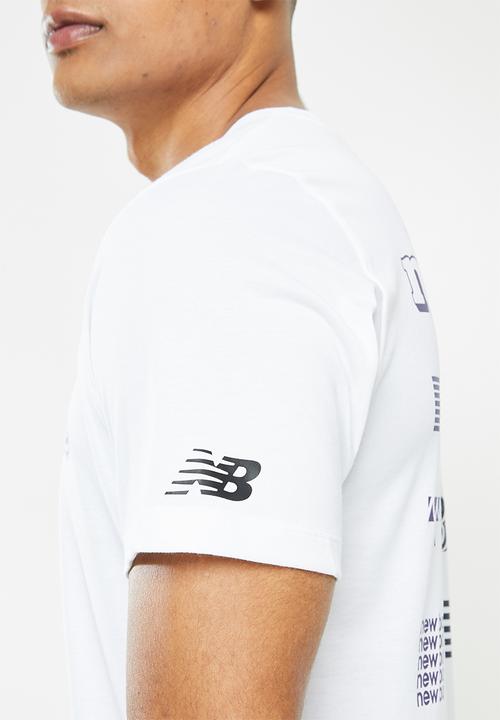 New Balance  - Tenacity heather tech short sleeve print - white & blue 