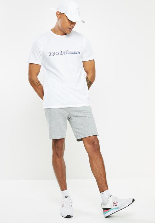 New Balance  - Tenacity heather tech short sleeve print - white & blue 