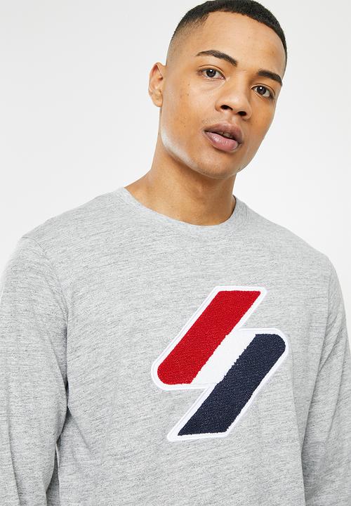 Superdry. - Superdry code logo che long sleeve top - grey
