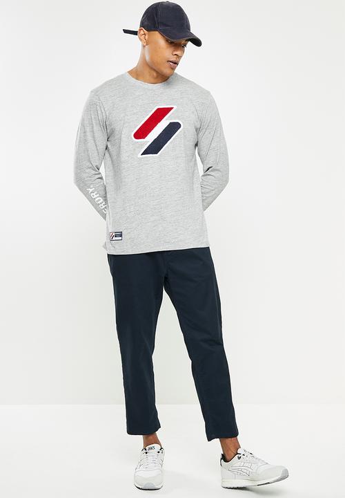 Superdry. - Superdry code logo che long sleeve top - grey