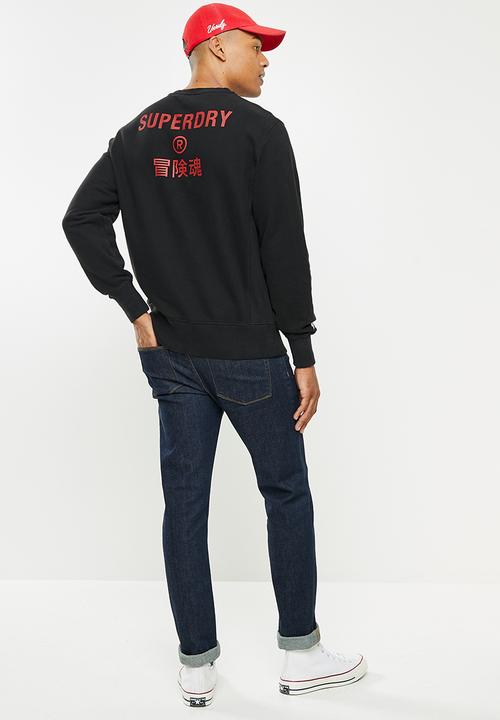 Superdry. - Corporate logo crew - black