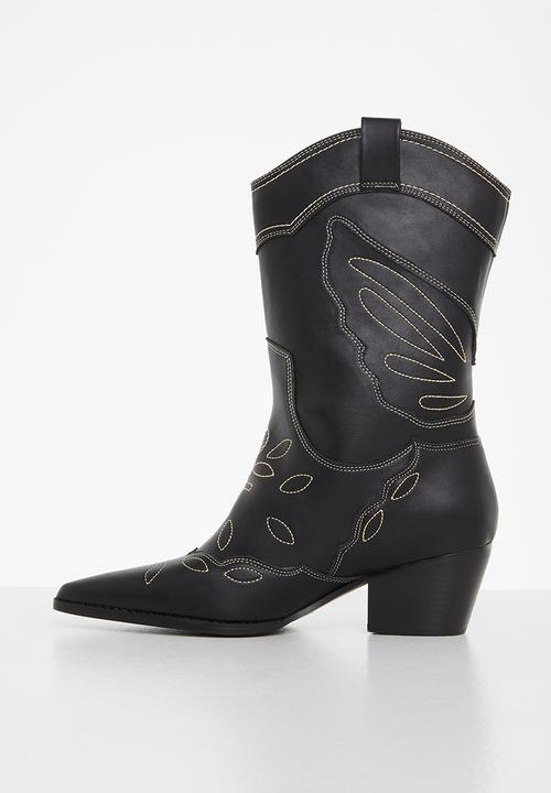 Public Desire - Howdy low heel western boot - black 