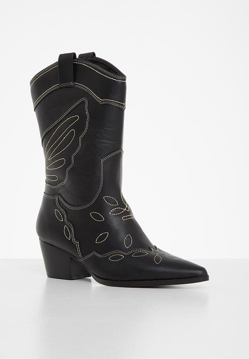 Public Desire - Howdy low heel western boot - black 