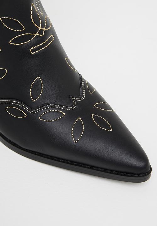 Public Desire - Howdy low heel western boot - black 