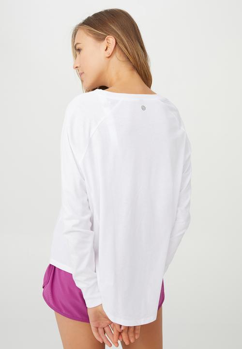 Cotton On - Active rib long sleeve top - white
