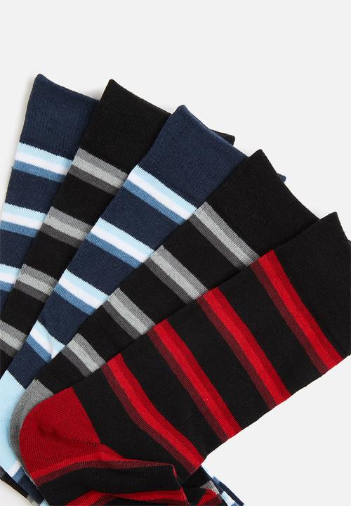 Brave Soul - Dalkey 5 pack stripe socks - multi