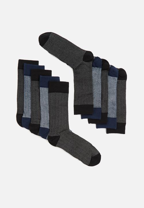 Brave Soul - Doolin 5 pack socks - navy & black